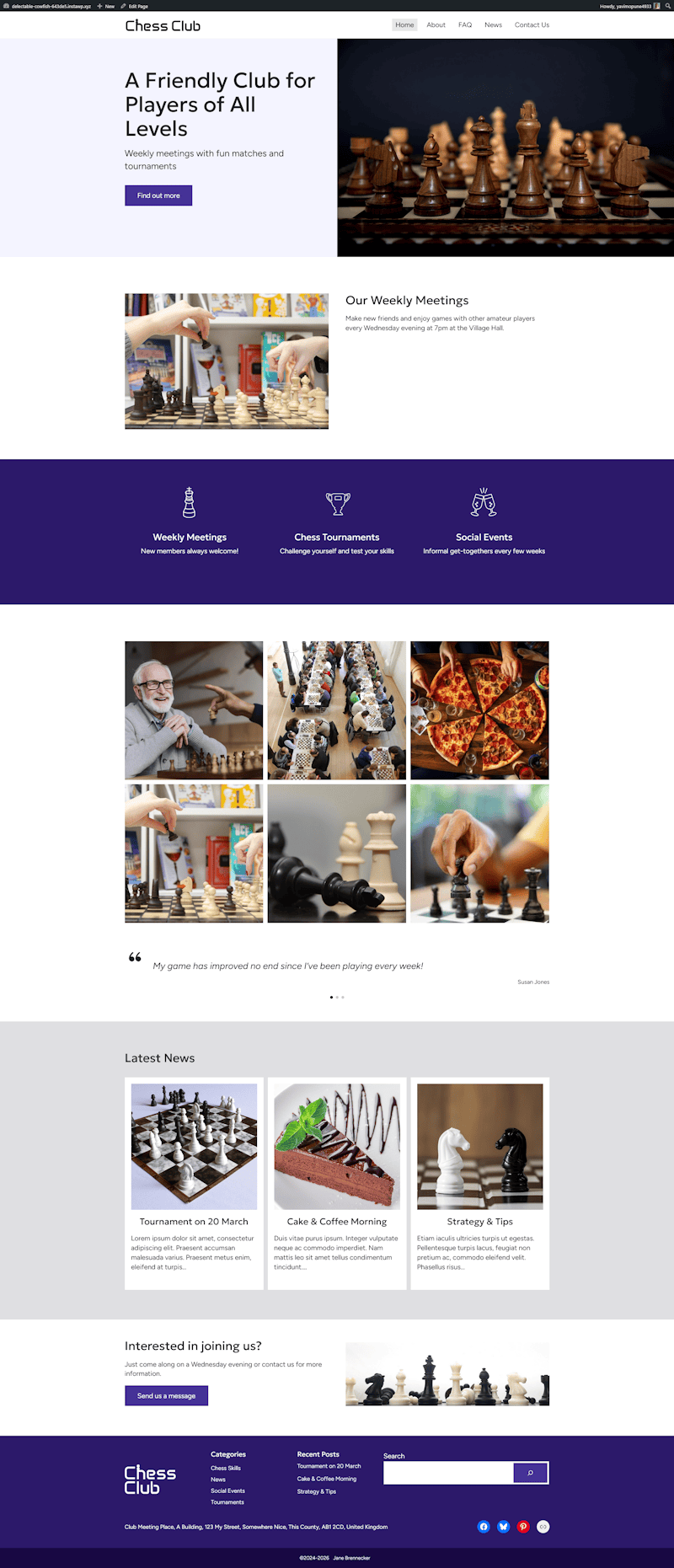 screen print of example website as described in the sections above.